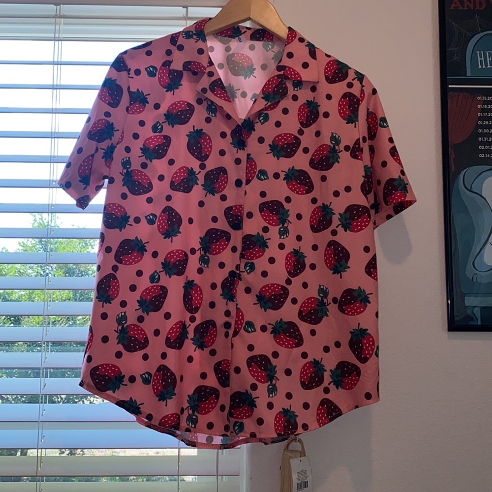 Chocolate strawberry button down shirt